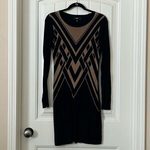 Mossimo Black and Tan Patterned Sweater Dress